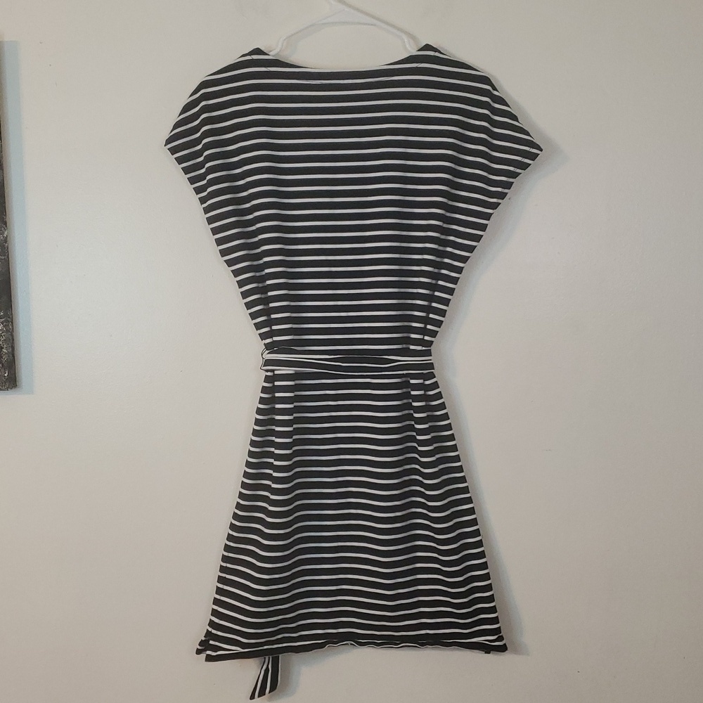 Lauren Ralph Lauren Striped Cotton Shirt Dress Size Small Belted Black White - Picture 8 of 10